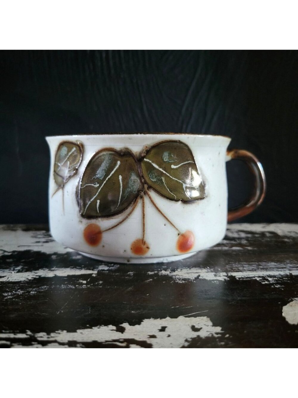 Vintage Otagiri Bittersweet Pattern Ceramic Soup Mug With Handle MCM Stoneware